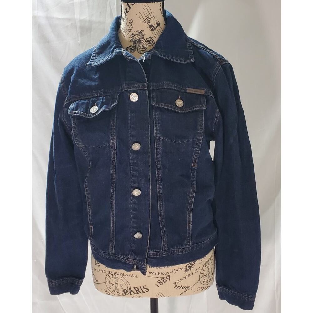 Calvin Klein Jeans CK Dark Wash Blue Denim Womens Jean Jacket Size Medium